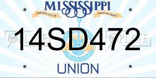 14SD472 Mississippi License Plate