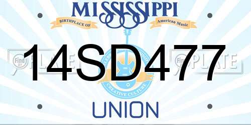 14SD477 Mississippi License Plate