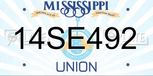 14SE492 Mississippi License Plate
