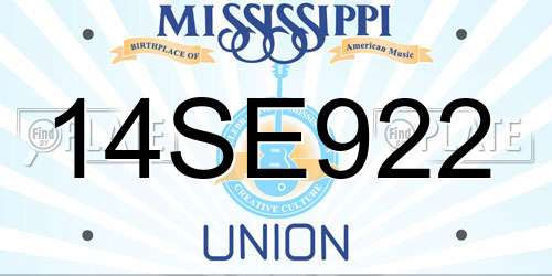 14SE922 Mississippi License Plate
