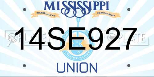 14SE927 Mississippi License Plate