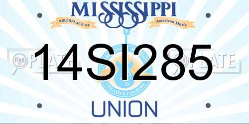 14SI285 Mississippi License Plate