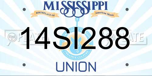 14SI288 Mississippi License Plate