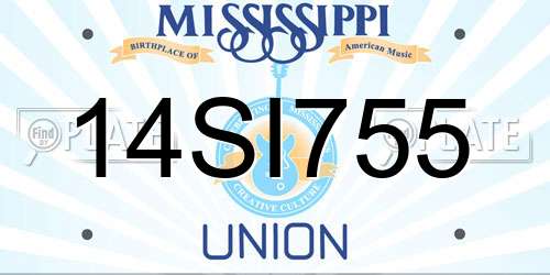 14SI755 Mississippi License Plate