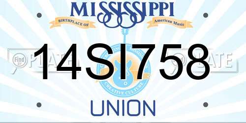 14SI758 Mississippi License Plate