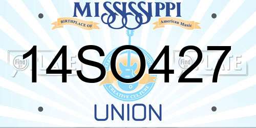 14SO427 Mississippi License Plate