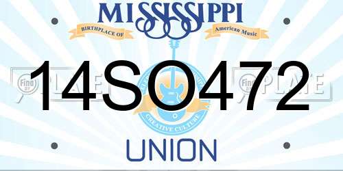 14SO472 Mississippi License Plate