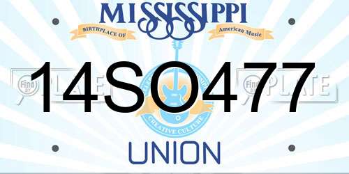14SO477 Mississippi License Plate