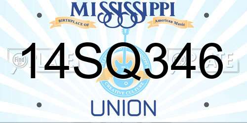 14SQ346 Mississippi License Plate