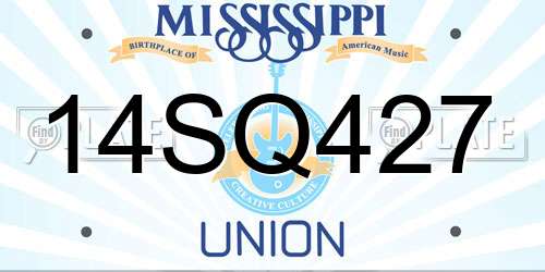 14SQ427 Mississippi License Plate