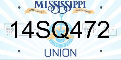 14SQ472 Mississippi License Plate