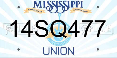 14SQ477 Mississippi License Plate