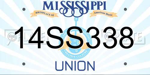 14SS338 Mississippi License Plate