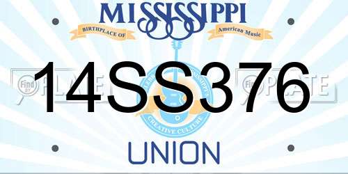 14SS376 Mississippi License Plate