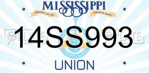 14SS993 Mississippi License Plate