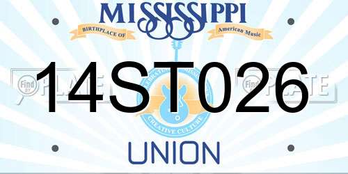 14ST026 Mississippi License Plate