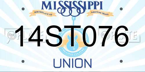 14ST076 Mississippi License Plate