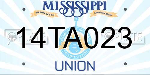 14TA023 Mississippi License Plate