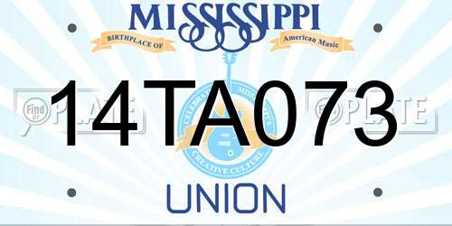 14TA073 Mississippi License Plate
