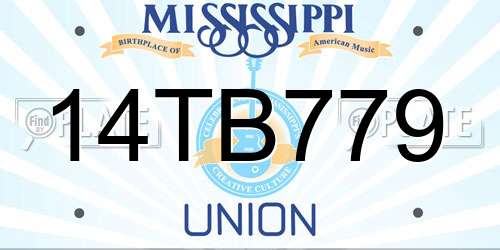 14TB779 Mississippi License Plate