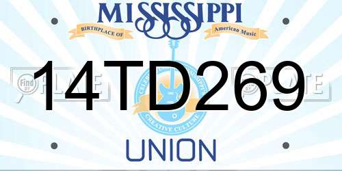 14TD269 Mississippi License Plate