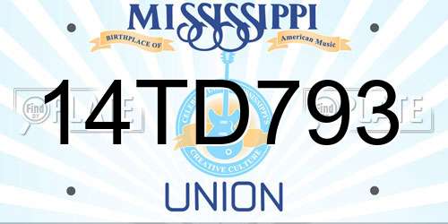 14TD793 Mississippi License Plate