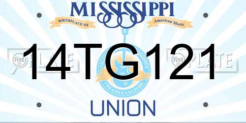 14TG121 Mississippi License Plate