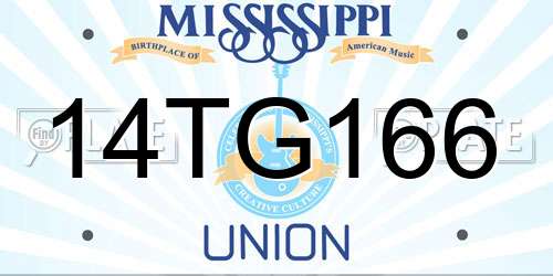 14TG166 Mississippi License Plate