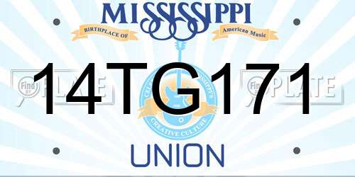 14TG171 Mississippi License Plate