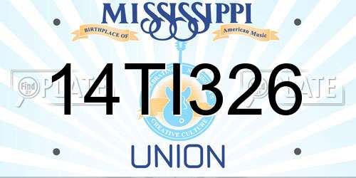 14TI326 Mississippi License Plate