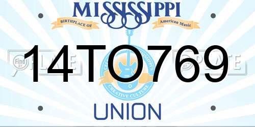 14TO769 Mississippi License Plate