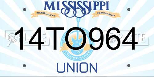 14TO964 Mississippi License Plate