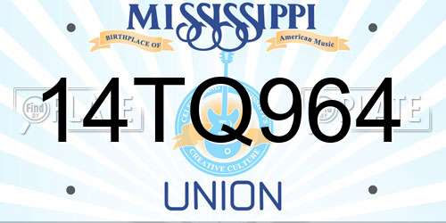 14TQ964 Mississippi License Plate