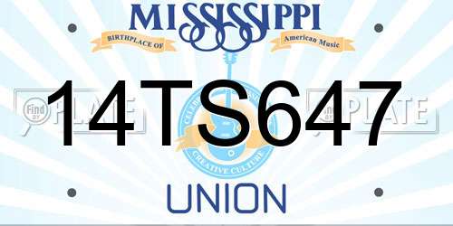 14TS647 Mississippi License Plate
