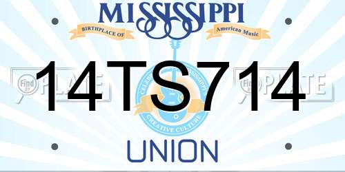 14TS714 Mississippi License Plate