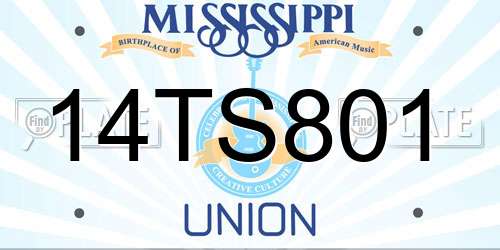 14TS801 Mississippi License Plate