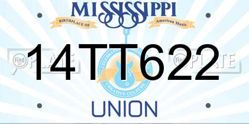 14TT622 Mississippi License Plate