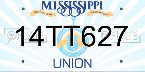 14TT627 Mississippi License Plate