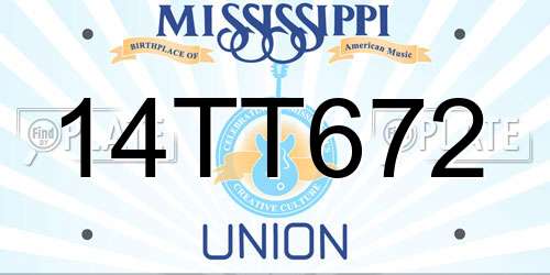 14TT672 Mississippi License Plate