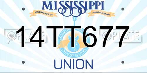 14TT677 Mississippi License Plate