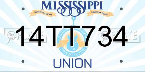 14TT734 Mississippi License Plate