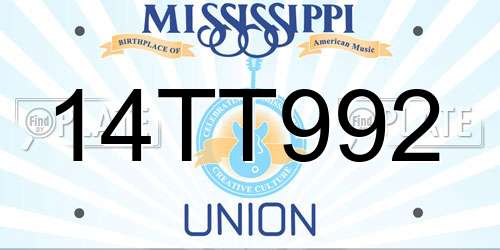 14TT992 Mississippi License Plate