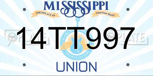 14TT997 Mississippi License Plate