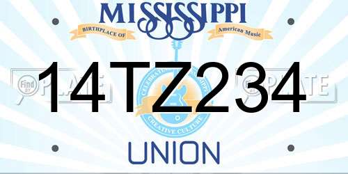 14TZ234 Mississippi License Plate