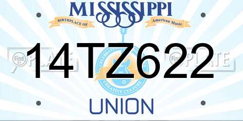 14TZ622 Mississippi License Plate
