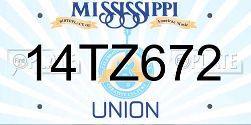 14TZ672 Mississippi License Plate
