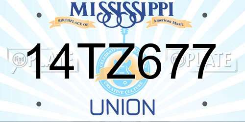14TZ677 Mississippi License Plate