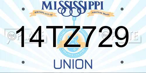 14TZ729 Mississippi License Plate