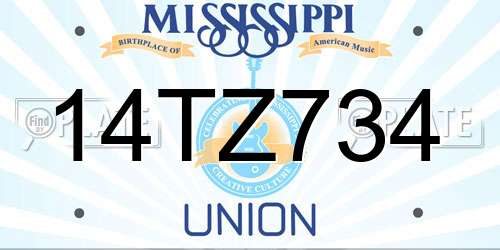 14TZ734 Mississippi License Plate