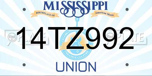 14TZ992 Mississippi License Plate